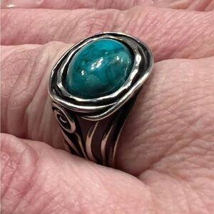 Grace & heart sterling and turquoise swirl ring  Size 8